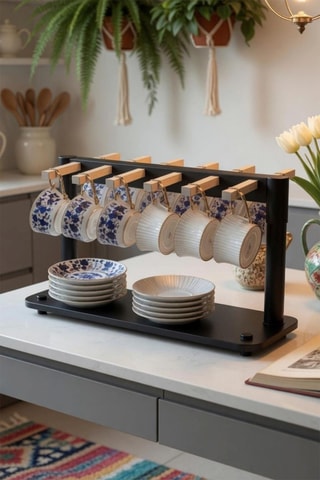 Organisateur en bois pour tasses à café - 23 x 37 x 15 cm