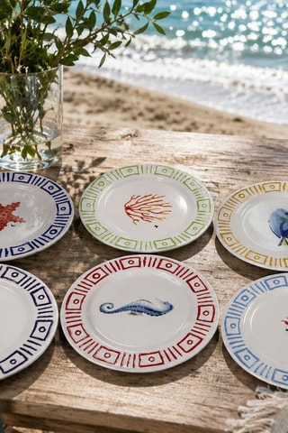6 assiettes à dessert en céramique et grès - 19,3 cm