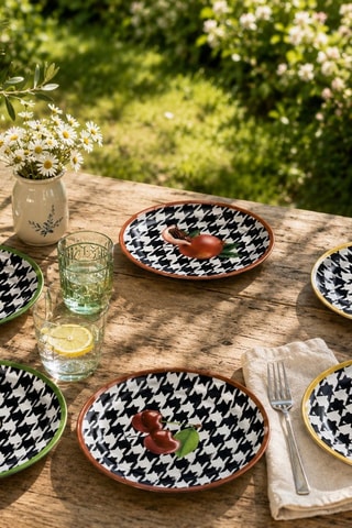 6 assiettes à dessert en céramique et grès - 21 cm