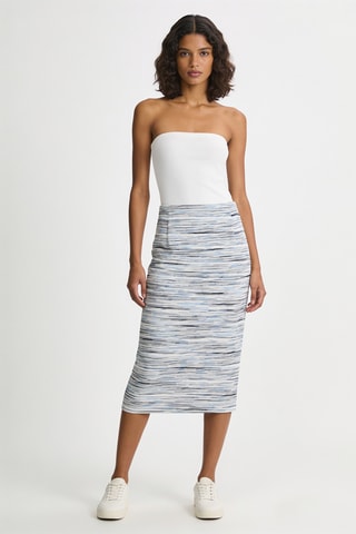 Falda recta de talle alto - Azul