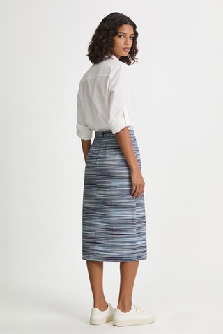 Falda recta de talle alto - Azul