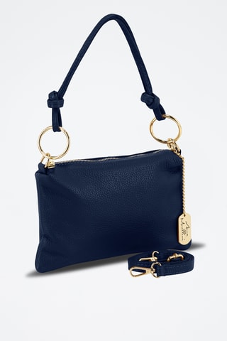 Sac porté épaule en cuir - Bleu marine
