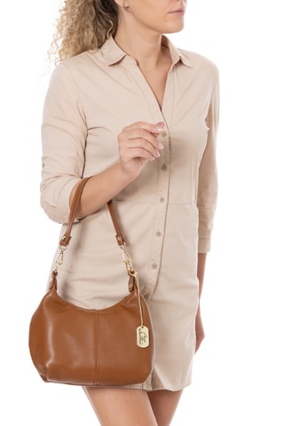 Sac porté épaule en cuir Savina - Marron