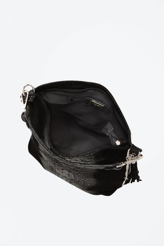 Sac porté épaule en cuir Denise - Argenté et noir