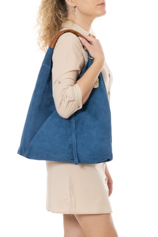 Shopping bag in pelle Eleonora - Blu