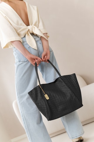 Shopping bag in pelle Magliana - Nero