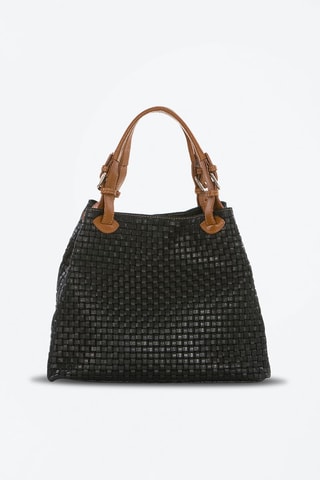 Sac porté épaule en cuir Fosdinovo Noir - Noir et marron