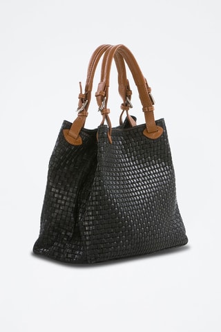 Sac porté épaule en cuir Fosdinovo Noir - Noir et marron