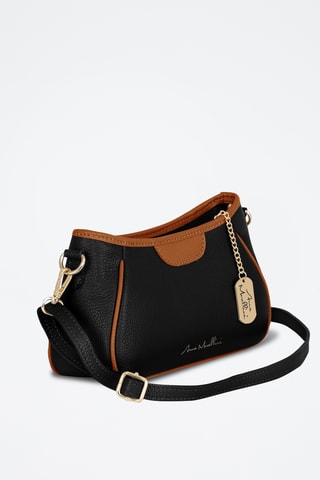 Sac bandoulière en cuir Manfrina - Noir et marron