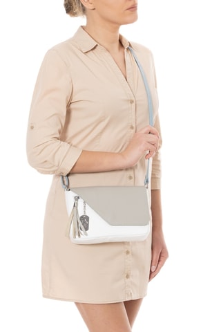 Sac bandoulière métallisé en cuir Lola - Gris et blanc