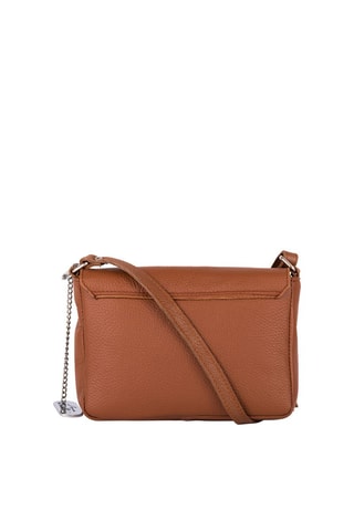 Sac bandoulière métallisé en cuir Lola - Marron et argenté