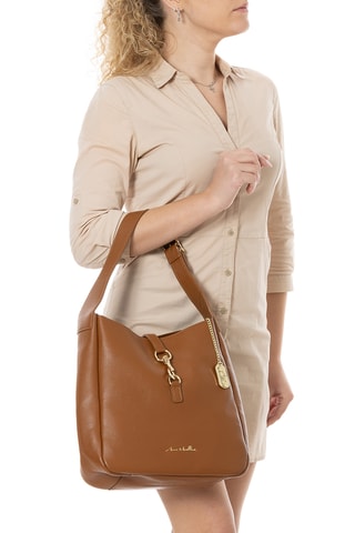 Sac porté épaule en cuir Spring Summer 2026 - Marron