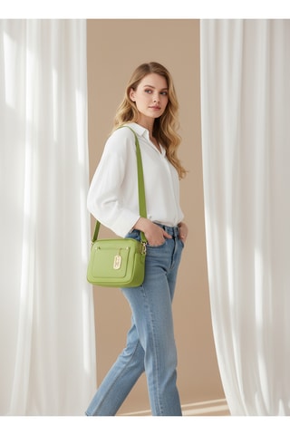 Sac bandoulière en cuir Aldina - Vert