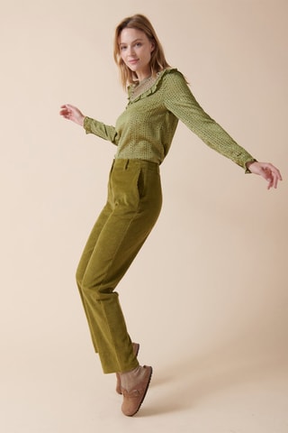 Pantalón de pana de tiro alto Pyrex - Verde oliva