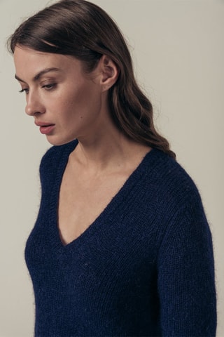 Vestido jersey de mohair y lana Richelet - Azul marino