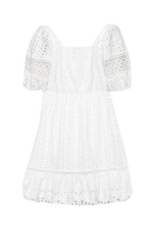 Vestido evasé con bordado inglés Alissa - Blanco