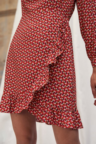 Vestido de flores avolantado - Rojo