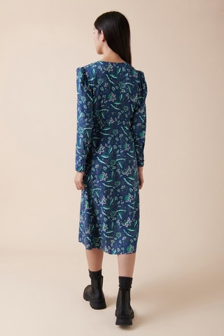 Vestido midi Roncador - Azul marino y verde