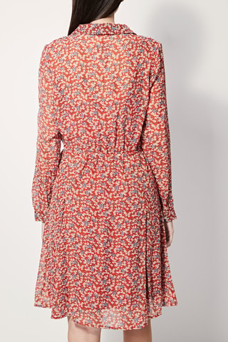 Vestido evasé Regale - Rojo y beige