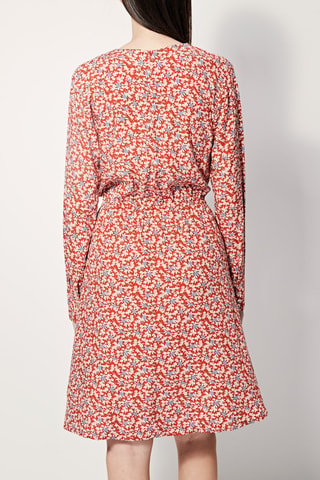 Vestido evasé Ryo - Rojo y beige