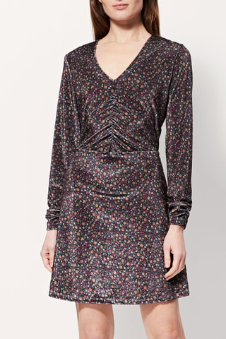 Vestido evasé Rimala - Negro y marrón