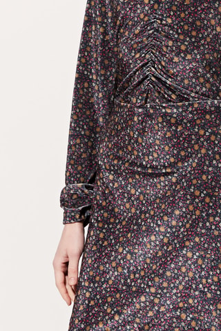 Vestido evasé Rimala - Negro y marrón
