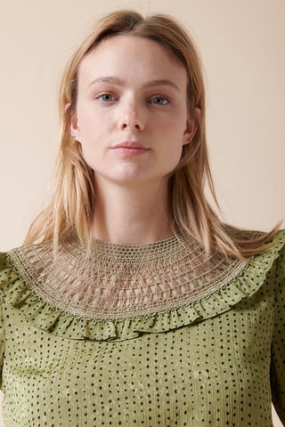 Blusa con bordado inglés Thiel - Verde oliva
