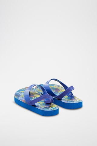 Tongs plateformes - Bleu
