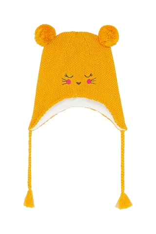 Bonnet à pompons - Jaune