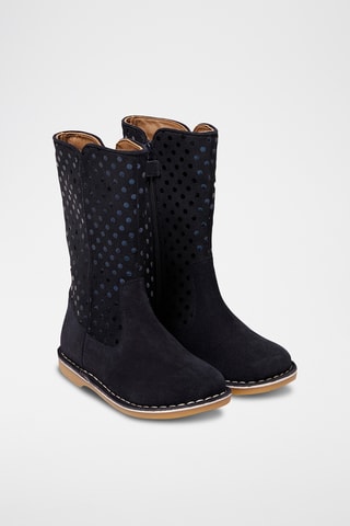Bottes en croûte de cuir - Bleu marine