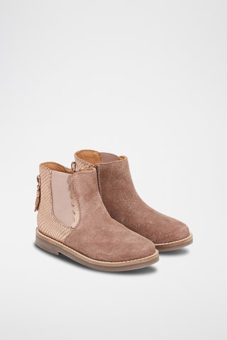 Bottines en croûte de cuir - Rose