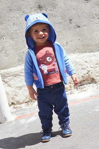 Gilet à motifs voitures et tête d'animal pour bébé garçon - Bleu