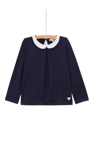 T-shirt à col Claudine pour fille - Bleu