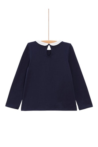 T-shirt à col Claudine pour fille - Bleu