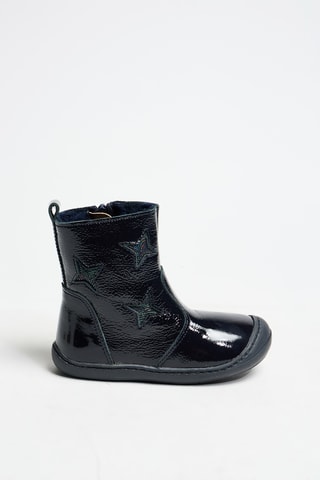 Bottines fourrées en cuir verni - Bleu marine