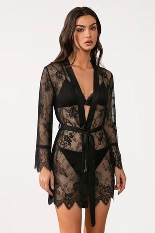 Kimono de encaje Sola - Negro
