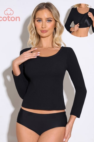 Camiseta de pijama con relleno Bertha - Negro