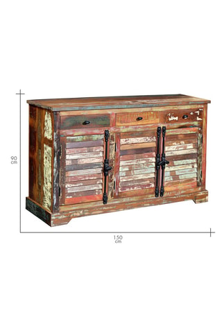 Buffet 3 portes en bois recyclé - 150 x 90 x 45 cm