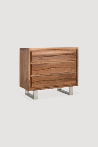 Commode 3 tiroirs en acacia - 81 x 91 x 91 cm