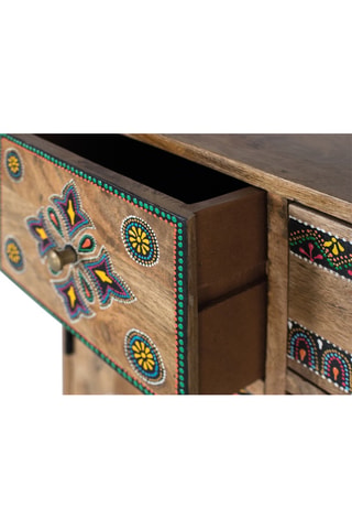 Commode 5 tiroirs en manguier - 68 x 61 x 33 cm