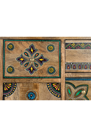 Commode 5 tiroirs en manguier - 68 x 61 x 33 cm