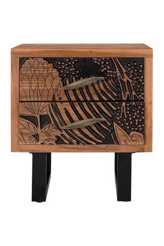 Table de chevet 2 tiroirs en acacia - 56 x 50 x 50 cm