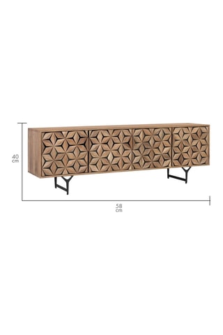 Meuble TV 4 portes en manguier - 177 x 58 x 40 cm