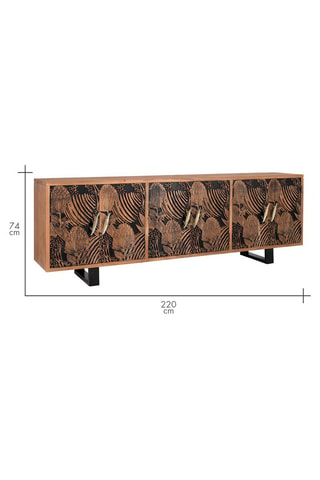 Buffet 6 portes en acacia massif - 220 x 74 x 42 cm