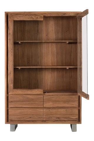 Vitrine 2 portes en bois massif d’acacia - 120 x 190 x 45 cm
