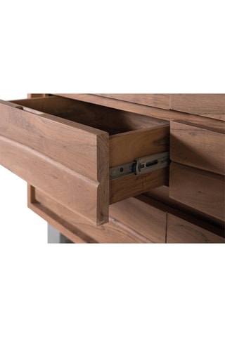 Vitrine 2 portes en bois massif d’acacia - 120 x 190 x 45 cm
