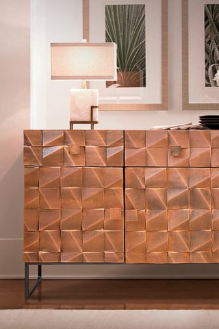 Buffet 3 portes en manguier et bronze - 142 x 80 x 42 cm