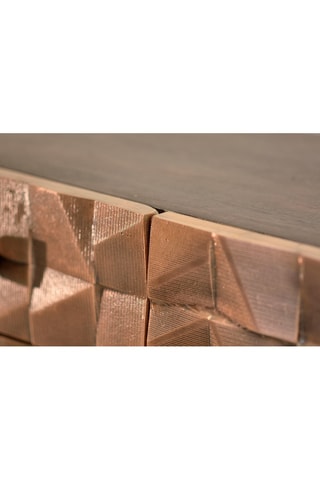 Buffet 3 portes en manguier et bronze - 142 x 80 x 42 cm