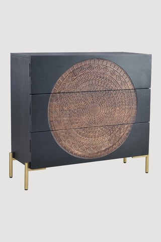 Commode 3 tiroirs en manguier - 95 x 90 x 40 cm