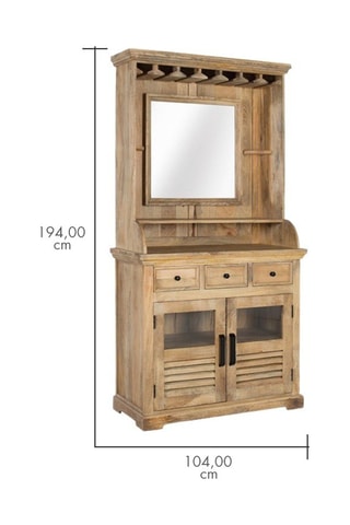 Meuble bar 2 portes en manguier - 98 x 190 x 45 cm